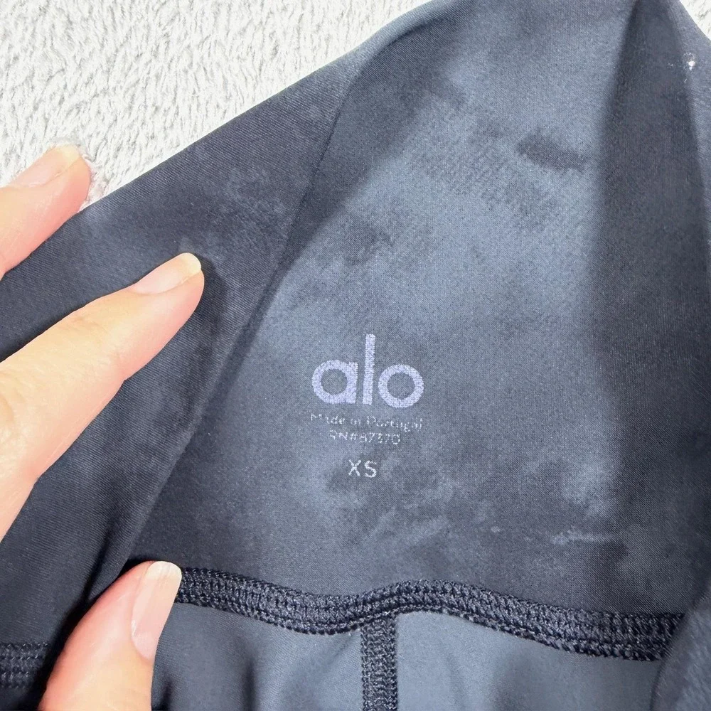 Alo Yoga High Waist Vapor Leggings Womens XS Black Tie Dye Ankle Pants Gym